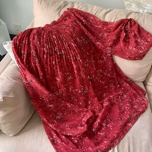 Chic Red Wine Floral Blouse